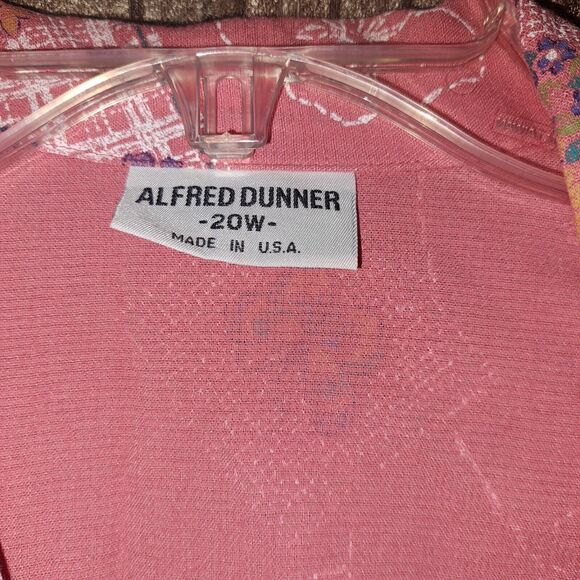 Alfred Dunner Twin Top Blouse Shirt Women Size 20 Pink Floral Collared Button Up - Picture 6 of 6